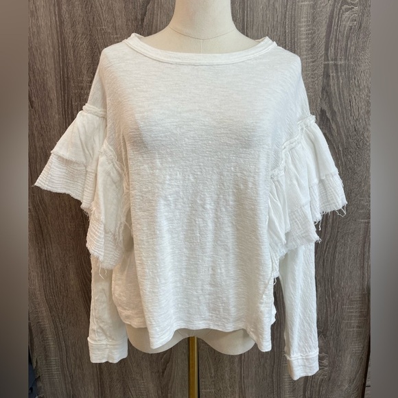 Vici Sweaters - VICI - Amazing Oversized White Sweater with Boho layered Sleeves and raw seams.
